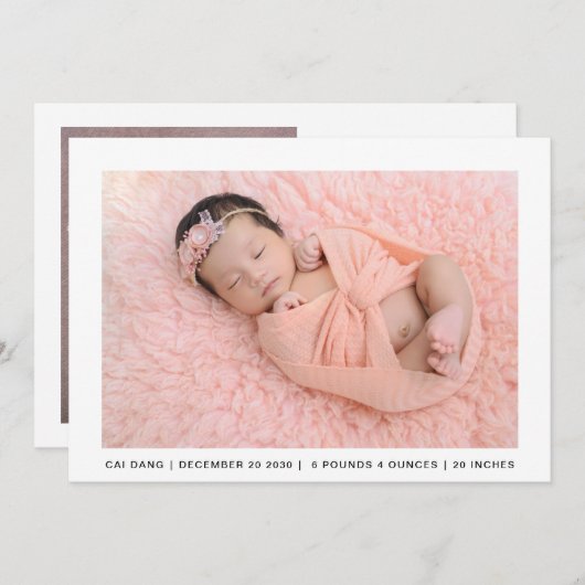 2 Foto Skriptname Geburtsankündigung (Vorne/Hinten)