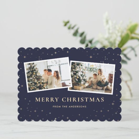 2 Foto Starry Blue Frohe Weihnachten (Stehend Vorderseite)