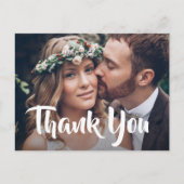 2 Foto Stilvolle Moderne SkriptWedding Vielen Dank Ankündigungspostkarte (Vorderseite)