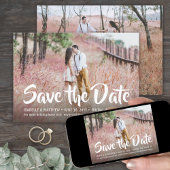 2 Foto Stilvolle White Calligraphy Script Wedding Save The Date