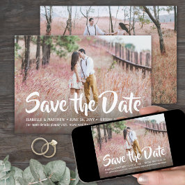 2 Foto Stilvolle White Calligraphy Script Wedding Save The Date