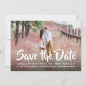 2 Foto Stilvolle White Calligraphy Script Wedding Save The Date (Vorderseite)