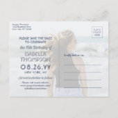 2 Foto Sweet 16 Birthday Save the Date Navy Blue Einladungspostkarte (Rückseite)