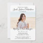 2 Foto Sweet 16 Chic Modernes, elegantes Script Einladung (Vorderseite)