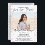 2 Foto Sweet 16 Modern Pink Rose Gold Glitzer Einladung<br><div class="desc">Mit dieser stilvollen Rose Gold Imitate Glitzer 2 Foto Einladung laden Sie Familie und Freunde zu einer eleganten Sweet 16. Geburtstagsfeier ein. Der gesamte Text ist einfach anzupassen. (IMAGE PLACEMENT TIP: Eine einfache Möglichkeit, ein Foto genau so zu zentrieren, wie Sie es gewollt haben, ist es, es einzuschneiden, bevor Sie...</div>