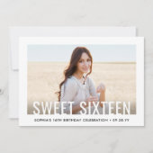 2 Foto Sweet 16 Moderne Minimal Sechzehnte Geburts Einladung (Vorderseite)