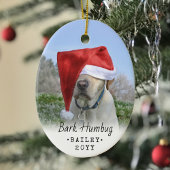 2 Foto Text Bark Humbug Happy Howlidays Hund Keramik Ornament