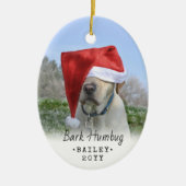 2 Foto Text Bark Humbug Happy Howlidays Hund Keramik Ornament (Vorne)