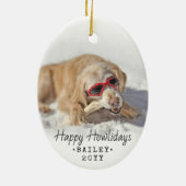 2 Foto Text Bark Humbug Happy Howlidays Hund Keramik Ornament (Hinten)