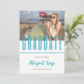 2 Foto Trendy Modern Beach Abschluss Einladung (Stehend Vorderseite)