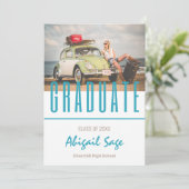 2 Foto Trendy Modern Beach Ver 2 Abschluss Einladung (Stehend Vorderseite)