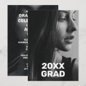 2 Foto Trendy Modern Fett White Text Abschluss Einladung (Vorne/Hinten)