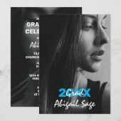 2 Foto Trendy Moderne Blau-Weiß-Abschluss Einladung (Vorne/Hinten)