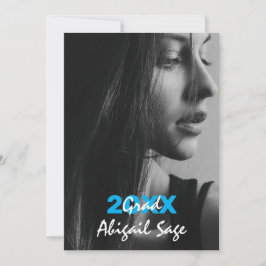 2 Foto Trendy Moderne Blau-Weiß-Abschluss Einladung