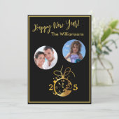 2 Foto-Uhr-Karte zum Jahreswechsel - Happy New Yea Einladung (Stehend Vorderseite)