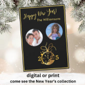 2 Foto-Uhr-Karte zum Jahreswechsel - Happy New Yea Einladung
