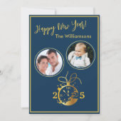 2 Foto-Uhr-Karte zum Jahreswechsel - Happy New Yea Einladung (Vorderseite)