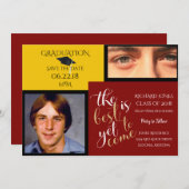 2 FOTO und FARBE Gelber Abschluss Einladung (Vorne/Hinten)