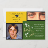 2 FOTO und FARBEN Gelb-Grün-Abschluss Einladung (Vorderseite)