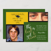 2 FOTO und FARBEN Gelb-Grün-Abschluss Einladung (Vorne/Hinten)