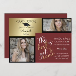 2 FOTO und WÄHLEN SIE IHREN FARBE Burgund Abschlus Einladung