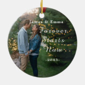 2 Foto Unser erstes Verlobtes Weihnachts-Herz /Bra Keramik Ornament (Hinten)