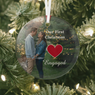 2 Foto Unser erstes Verlobtes Weihnachtsherz /cust Ornament Aus Glas