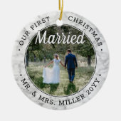 2 Foto Unsere ersten Verheirateten Imitate Weihnac Keramik Ornament (Vorne)