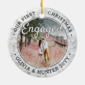 2 Foto Unsere ersten Verlobten Imitate Weihnachten Keramik Ornament (Hinten)