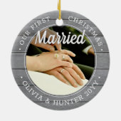 2 Foto Unsere ersten Weihnachten Verheirateten Imi Keramik Ornament (Hinten)