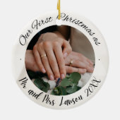 2 Foto Unsere ersten Weihnachten Verheirateten Imi Keramik Ornament (Hinten)