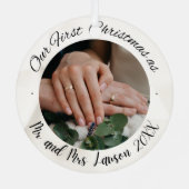 2 Foto Unsere ersten Weihnachten Verheirateten Imi Ornament Aus Metall (Rückseite)