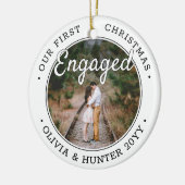 2 Foto Unsere ersten Weihnachten Verlobt Schwarz & Keramik Ornament (Links)