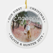 2 Foto Unsere ersten Weihnachten Verlobt Schwarz & Keramik Ornament (Hinten)