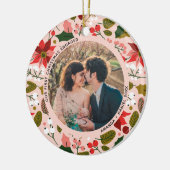 2 Foto Unsere ersten Weihnachten Verlobten Rosa Bl Keramik Ornament (Links)