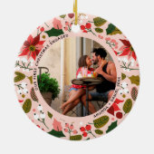 2 Foto Unsere ersten Weihnachten Verlobten Rosa Bl Keramik Ornament (Hinten)