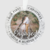 2 Foto Verlobung 1. Weihnachts-Imitate Marmor Ornament (Vorderseite)