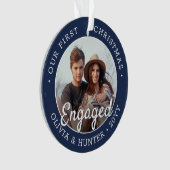 2 Foto Verlobung 1. Weihnachtsnachtsnacht Blau & W Ornament (Vorderseite)