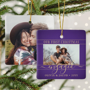 2 Foto Verlobung Erster Weihnachtsfest Lila und Go Keramikornament