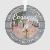 2 Foto Verlobung Erstes Weihnachtsfest Imitate Gra Ornament (Rückseite)