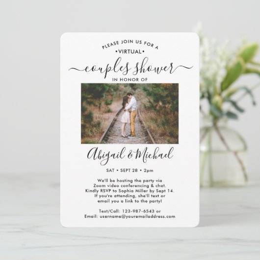 2 Foto Virtual Coups Brautparty per Mail Einladung (Stehend Vorderseite)