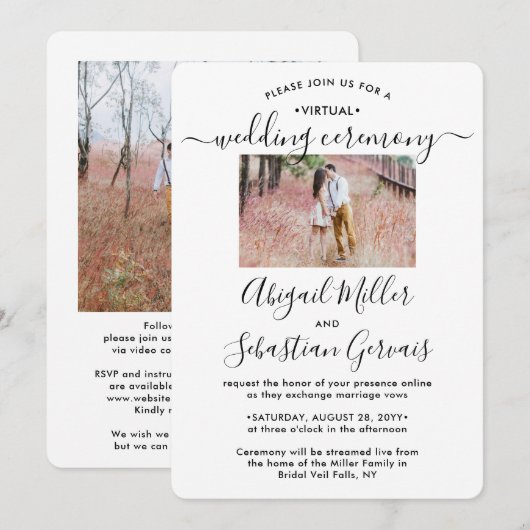 2 Foto Virtual Wedding Livestream Long Distance Einladung (Vorne/Hinten)