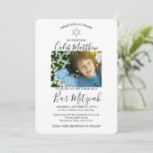 2 Foto Virtual Zoom Bar Mitzvah Modernes Livestrea Einladung (Stehend Vorderseite)