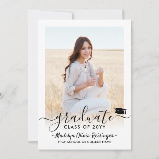 2 Foto von Virtual Graduation Party Elegant Script Einladung (Vorderseite)