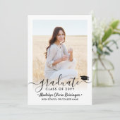 2 Foto von Virtual Graduation Party Elegant Script Einladung (Stehend Vorderseite)