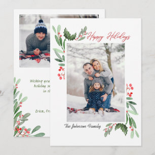 2 FOTO Wasserfarbe Mistel Holly Beere Weihnachten