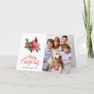 2 FOTO Wasserfarbe Roter Kardinal Weihnachtsgrüße Feiertagskarte