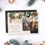 2 Foto Wasserfarbener Garten Botanisches Garten Feiertagskarte<br><div class="desc">Diese 2-Foto Weihnachtskarte ist mit einem festlichen,  immergrünen,  wasserfarbenen Design auf einem neutralen Hintergrund ausgestattet. Passen Sie diese Karten mit der Personalisierungsfunktion einfach an.</div>