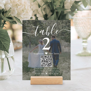 2 Foto Wedding Website QR Code Dunkle Tischnummer