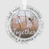 2 Foto Weihnachten gemeinsam Imitate Marmorrunde Ornament (Rückseite)